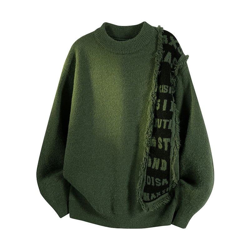 Pleten džemper s kapuljom, slobodan kroj, okrugli ovratnik, dugi rukavi, jacquard vezenje