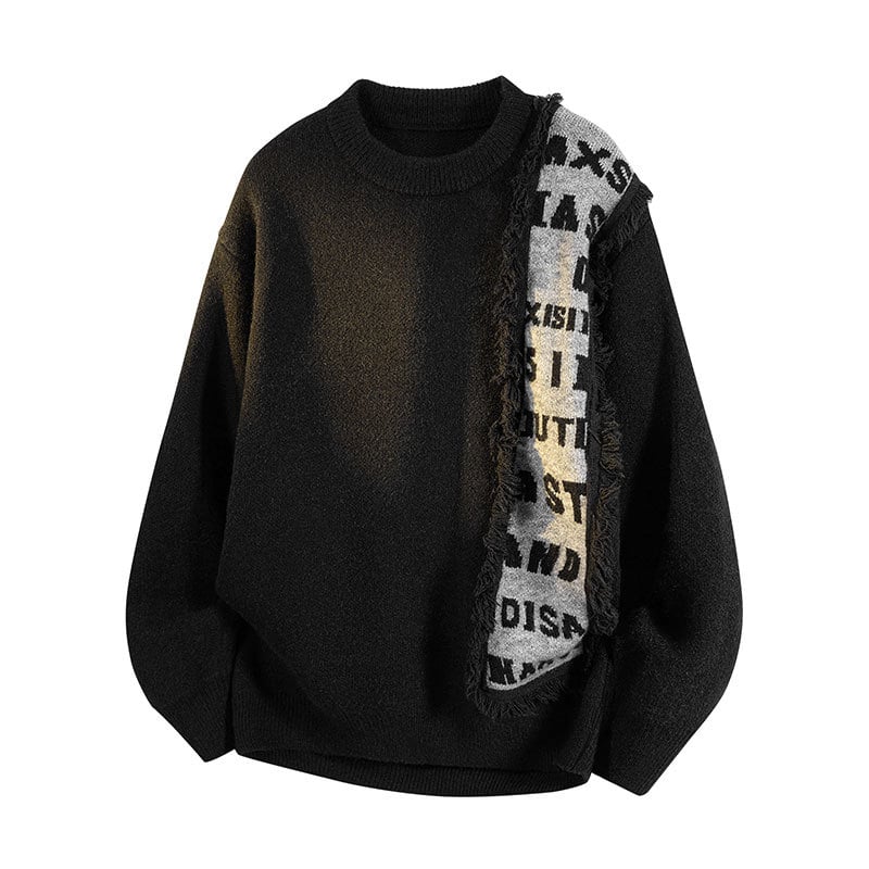 Pleten džemper s kapuljom, slobodan kroj, okrugli ovratnik, dugi rukavi, jacquard vezenje