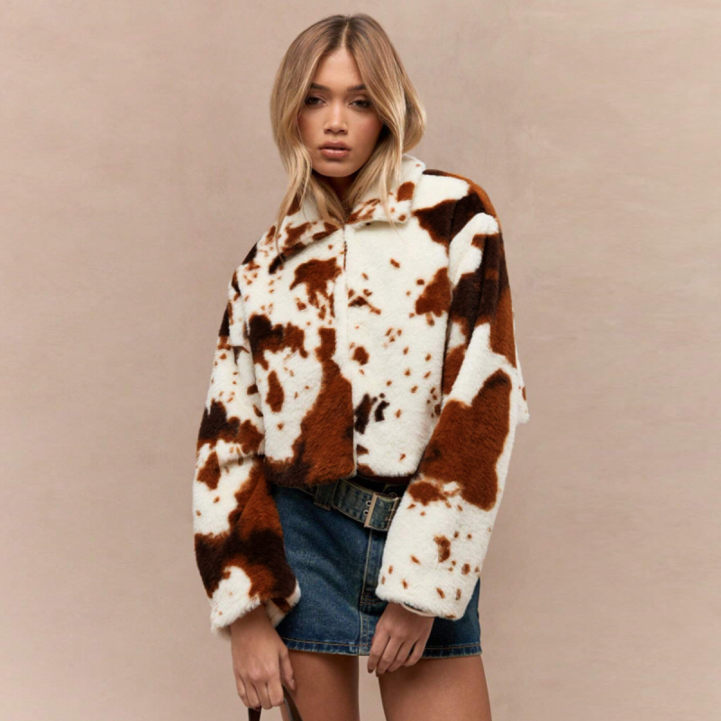 Nazada fleece kardigan ar apdruku, 95% poliesters, elastāns <30%, Ziemas 2025