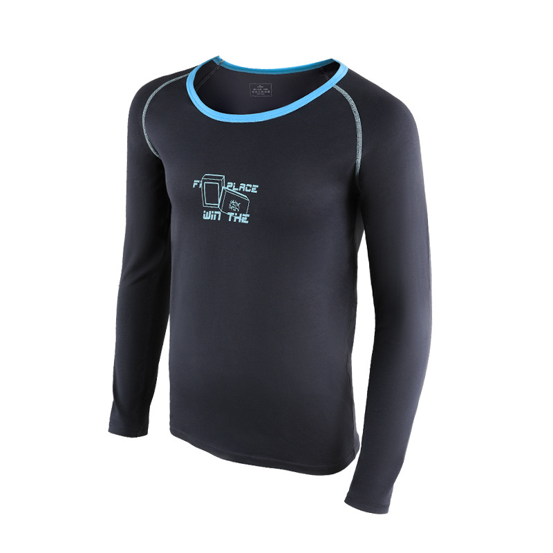 Ανδρικό βαμβακερό μακρυμάνικο εσώρουχο, στρογγυλός λαιμός, στενή γραμμή, ένα στρώμα, 161–180 g/m2, 95–100% βαμβάκι