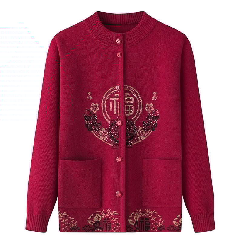 Kardiganas iš poliesterio su fliso pamušalu, žiema 2024, ilgos rankovės, įprasto ilgio (50–65 cm)