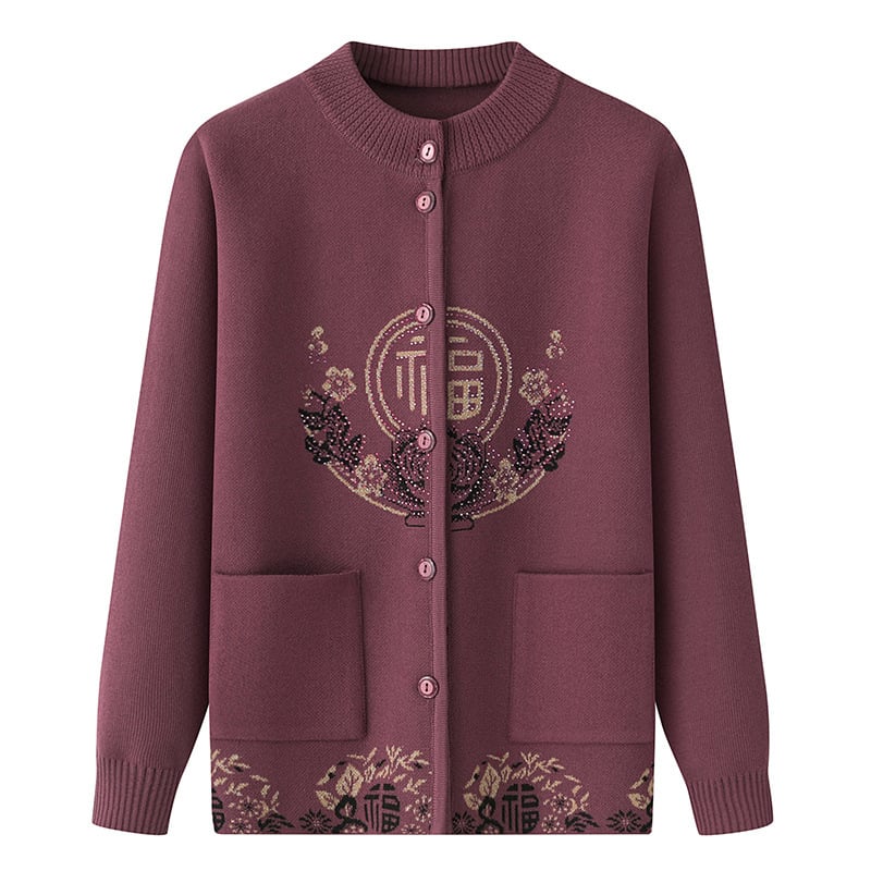 Kardiganas iš poliesterio su fliso pamušalu, žiema 2024, ilgos rankovės, įprasto ilgio (50–65 cm)