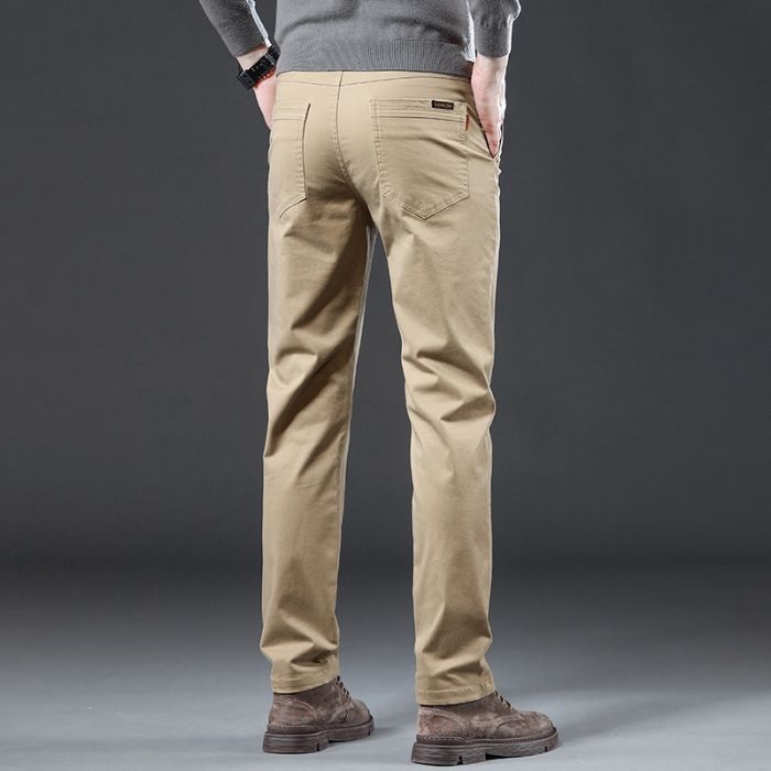 Muške hlače za poslovno casual, ravni kroj, flis podstava, 97% pamuk, visok struk, više džepova