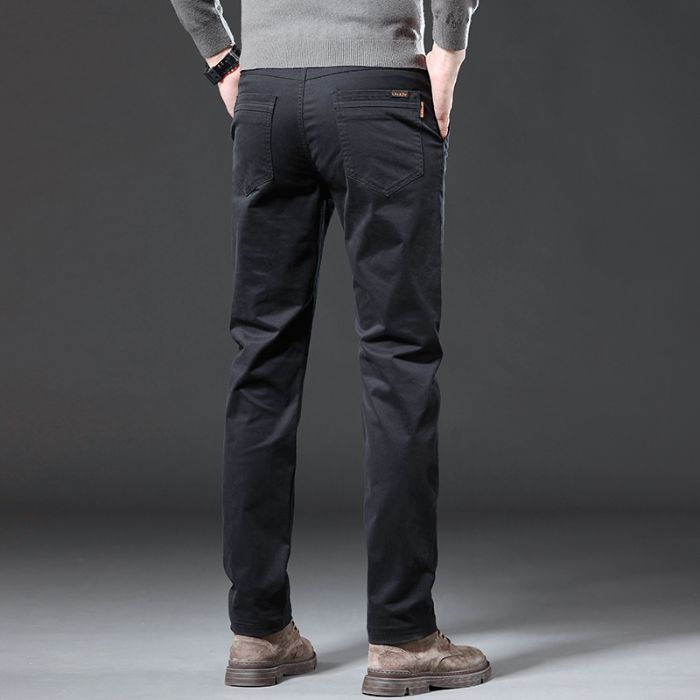 Muške hlače za poslovno casual, ravni kroj, flis podstava, 97% pamuk, visok struk, više džepova