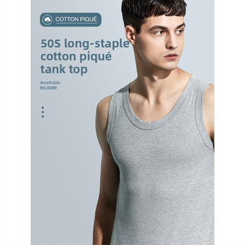 Vyrų I formos medvilninė liemenė, 95–100% medvilnė, apvalus kaklo iškirptė, vasara 2024