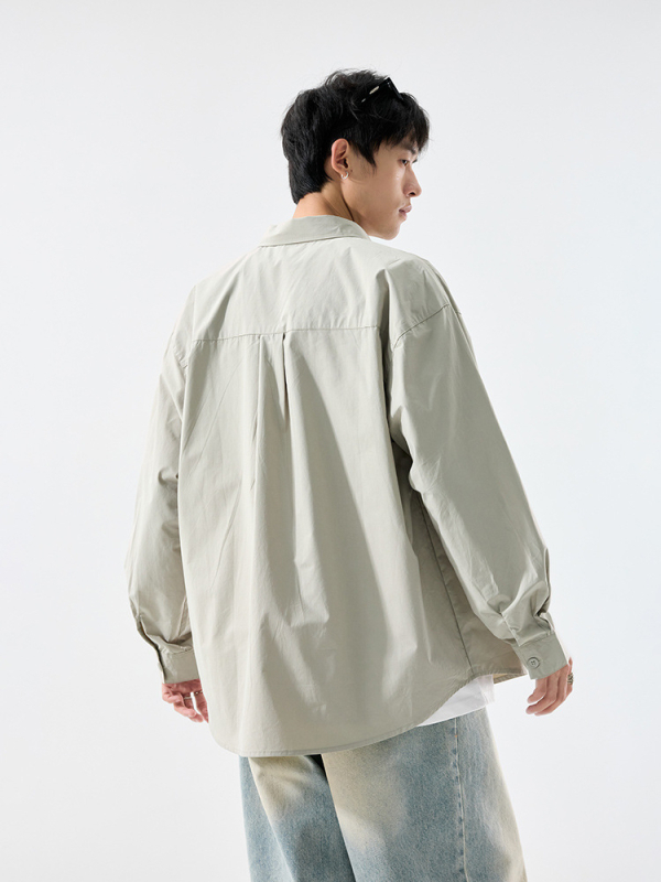 Pikkade varrukatega särk jaapani stiilis tööriietele, vaba lõige, 96%+ puuvill, lapel-kaelus, sobib kevadeks ja sügiseks