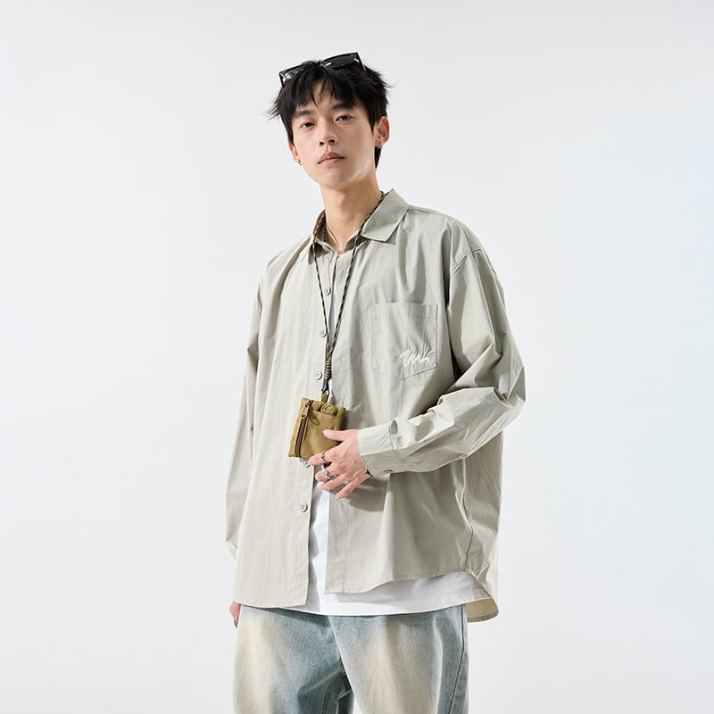 Pikkade varrukatega särk jaapani stiilis tööriietele, vaba lõige, 96%+ puuvill, lapel-kaelus, sobib kevadeks ja sügiseks