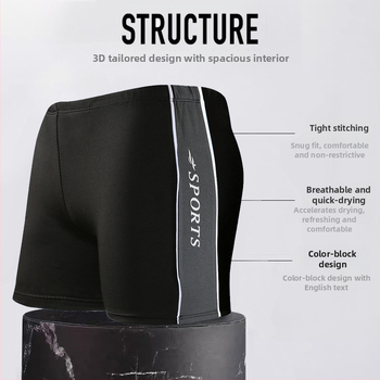 Vyriski plaukimo šortai laisvo kirpimo bokserio stilius (Prekės ženklas Baiya; Milk Silk audinys; 82% poliesteris; 150 g; pamušalas 100% poliesteris)