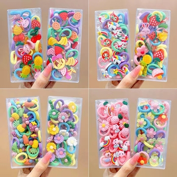 Vaikams skirtos plaukų gumelės iš audinio, rankų darbo, korėjietiško stiliaus, vaivorykštės raštas