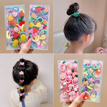 Vaikams skirtos plaukų gumelės iš audinio, rankų darbo, korėjietiško stiliaus, vaivorykštės raštas