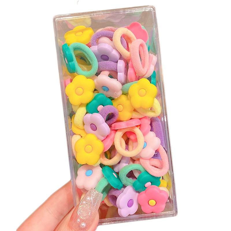 Детски ластички за коса от плат, ръчна изработка, корейски стил, дъгова шарка