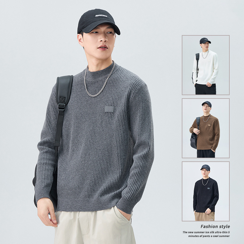 Pleteni vuneni pulover, uski kroj, visok ovratnik, debeli materijal, donji rub s rebrima, antibakterijska tkanina