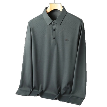 Vyrų polo marškiniai su atlapos apykakle, ilgomis rankovėmis, plona medžiaga, poliesterio-elastano mišinys