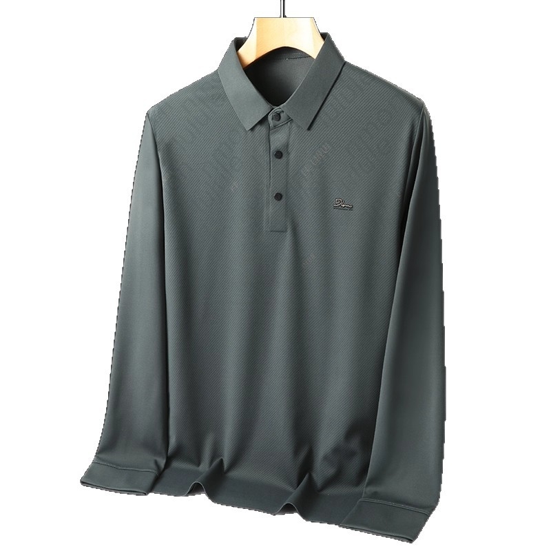 Vyrų polo marškiniai su atlapos apykakle, ilgomis rankovėmis, plona medžiaga, poliesterio-elastano mišinys