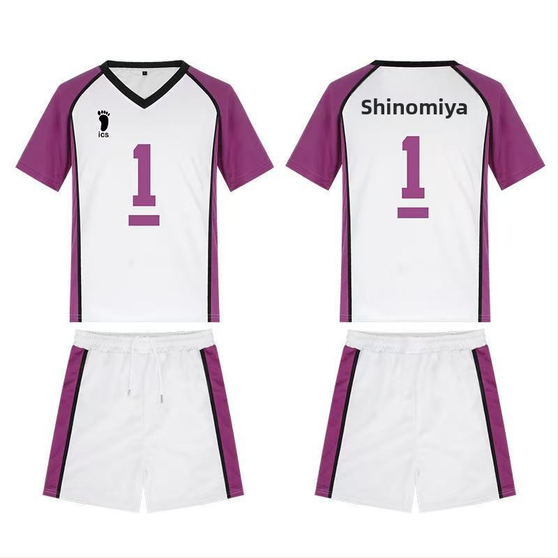 Cosplay tinklinio mokyklinė uniforma – trumpų rankovių komandos kostiumas japoniško anime stiliaus (medvilnė; 2022 ruduo; žaidimai/vaidmenų atlikimas)