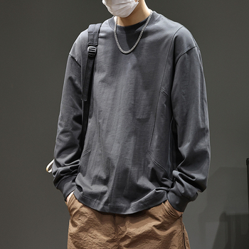 Laisvo kirpimo marškinėliai su apvaliu kaklu, ilgos rankovės, 100% medvilnė