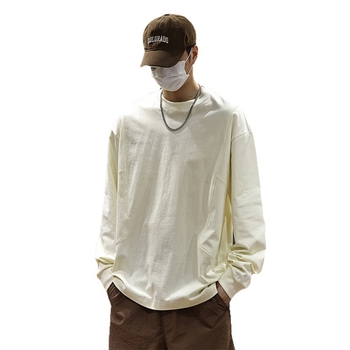 Laisvo kirpimo marškinėliai su apvaliu kaklu, ilgos rankovės, 100% medvilnė