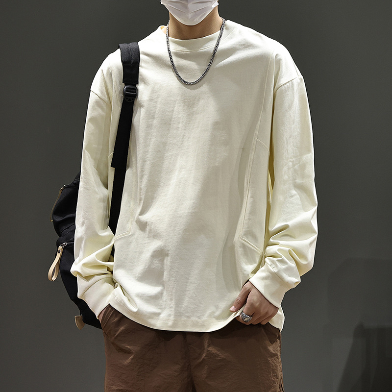 Laisvo kirpimo marškinėliai su apvaliu kaklu, ilgos rankovės, 100% medvilnė