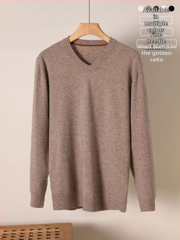 Плетен пуловер с V-образно деколте, свободен силует, вълнена смес, Зима 2025.