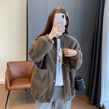 Γυναικεία ζακέτα από μαλλί αρνιού, χαλαρή γραμμή, Άνοιξη 2023, 95%+ μαλλί αρνιού, 80-90% δεύτερο ύφασμα