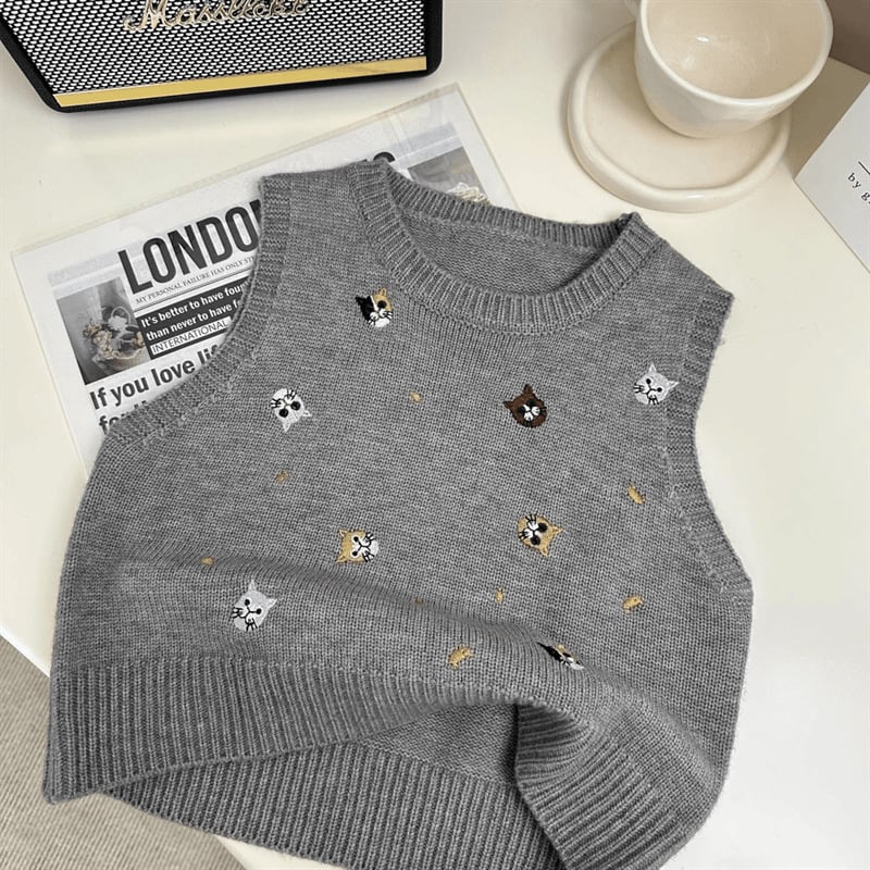 Двусекционен детски комплект: риза и жилетка, корейски стил, 90% памук, каре и карикатурен мотив, пуловер