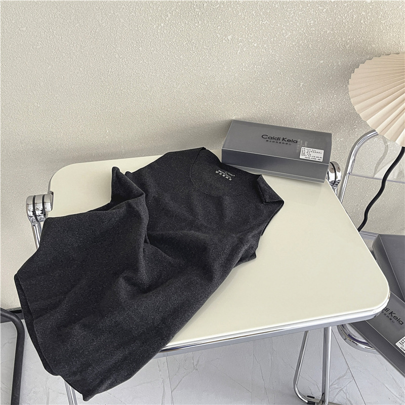 Muški bezšivni topli prsluk za bazni sloj, okrugli izrez, dvostruki sloj tkanine