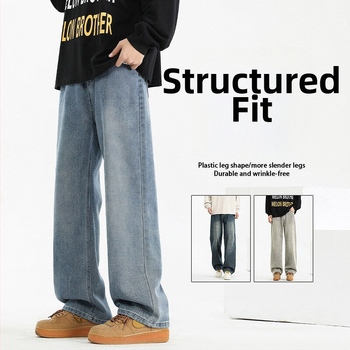 Vīriešu džinsi ar fleece apšuvumu ziemai, taisa griezuma, viduklis vidējā augstumā, rāvējslēdzējs, kokvilnas maisījums