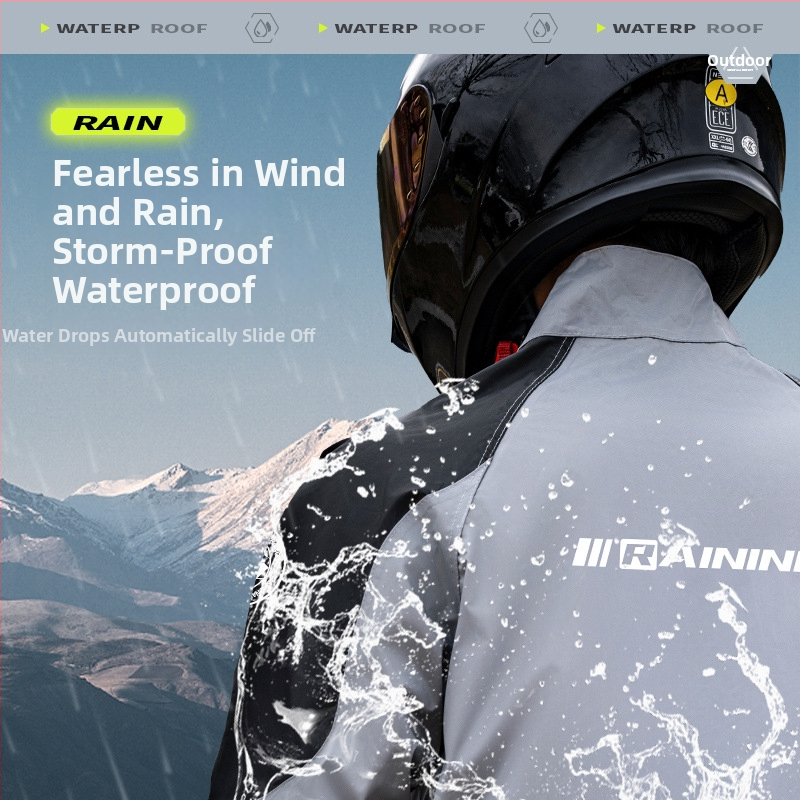 Dviračio lietaus pončas suaugusiems – polieserio spunn audinys 0,21 mm storis, PVC atsparus sluoksnis, universalus motorizuotam naudojimui