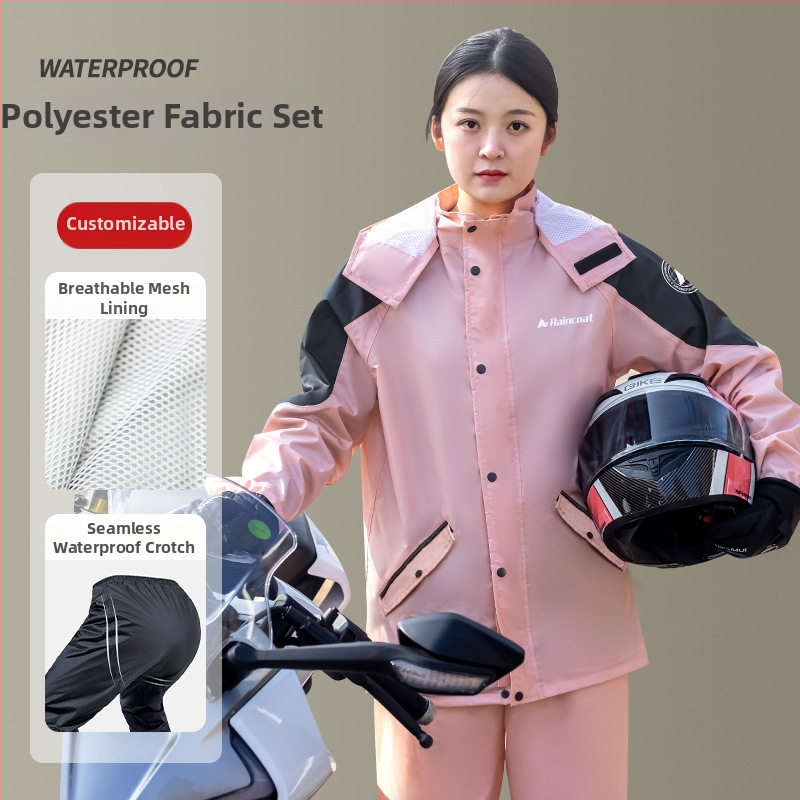 Dviračio lietaus pončas suaugusiems – polieserio spunn audinys 0,21 mm storis, PVC atsparus sluoksnis, universalus motorizuotam naudojimui