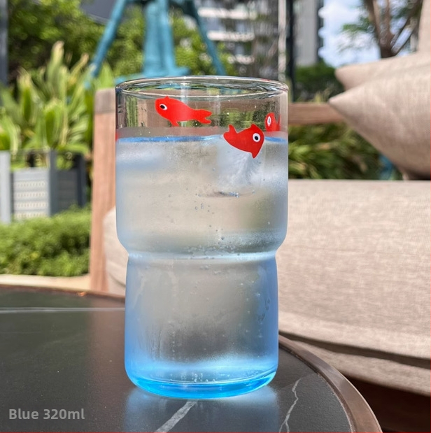 Terminuoto stiklo vandens puodelis su karikatūriniu raštu, apvalus be rankenos, atsparus karščiui, tinkamas arbatai ir kavai, galima pritaikyti