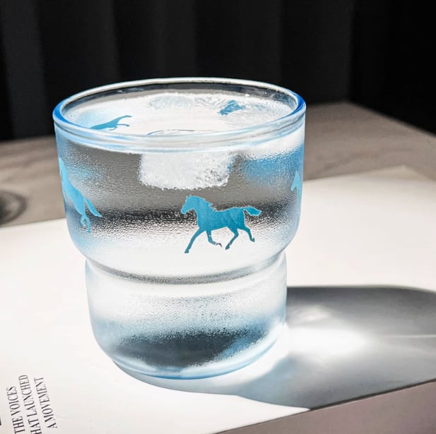 Θερμοανθεκτικό γυάλινο ποτήρι νερού με σχέδιο καρτούν, στρογγυλό χωρίς λαβή, κατάλληλο για καφέ και τσάι, δυνατότητα παραμετροποίησης