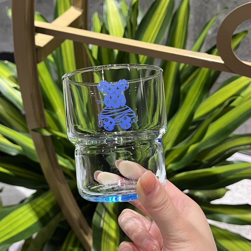 Θερμοανθεκτικό γυάλινο ποτήρι νερού με σχέδιο καρτούν, στρογγυλό χωρίς λαβή, κατάλληλο για καφέ και τσάι, δυνατότητα παραμετροποίησης