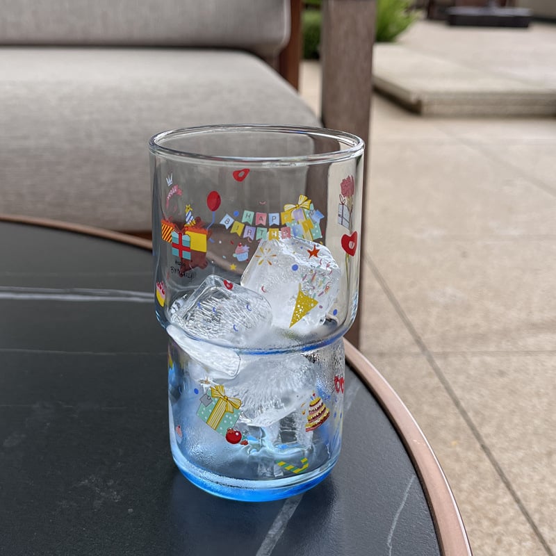 Θερμοανθεκτικό γυάλινο ποτήρι νερού με σχέδιο καρτούν, στρογγυλό χωρίς λαβή, κατάλληλο για καφέ και τσάι, δυνατότητα παραμετροποίησης