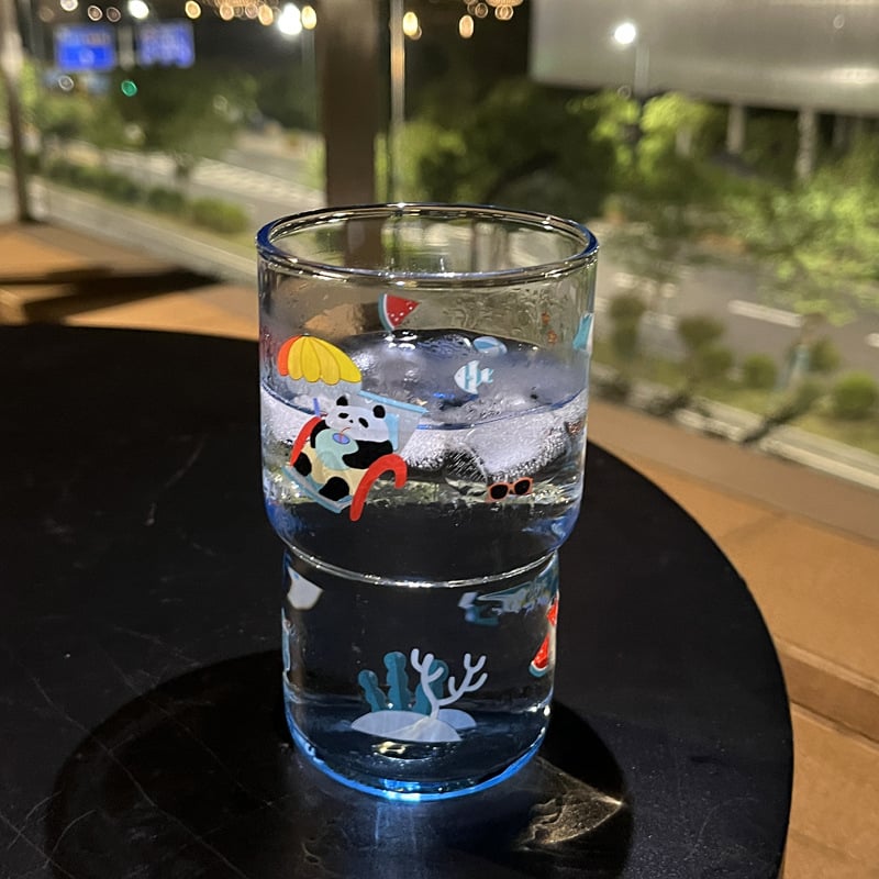 Θερμοανθεκτικό γυάλινο ποτήρι νερού με σχέδιο καρτούν, στρογγυλό χωρίς λαβή, κατάλληλο για καφέ και τσάι, δυνατότητα παραμετροποίησης