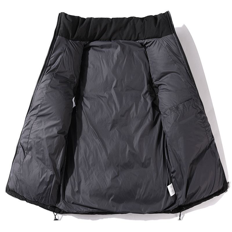 Корейски стил дебела жилетка с пухово-памучен пълнеж, свободна кройка, стояща яка, странични джобове, полиестерен материал