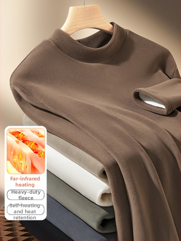 Vyrų storas flisi marškiniai su apvaliu kaklu, ilgos rankovės, 270 g, poliesterio-elastano mišinys 95,2%/4,8%