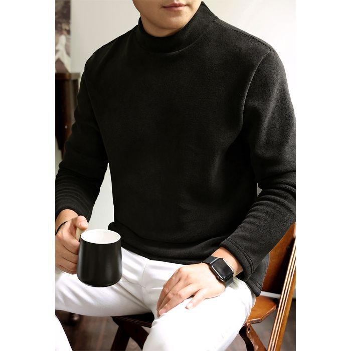 Vyrų storas flisi marškiniai su apvaliu kaklu, ilgos rankovės, 270 g, poliesterio-elastano mišinys 95,2%/4,8%