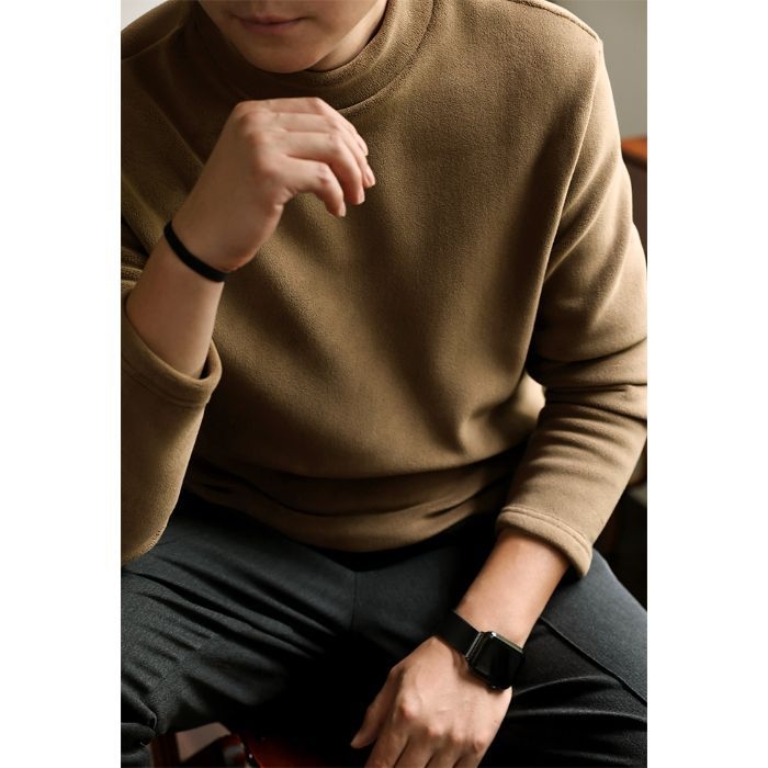 Vyrų storas flisi marškiniai su apvaliu kaklu, ilgos rankovės, 270 g, poliesterio-elastano mišinys 95,2%/4,8%