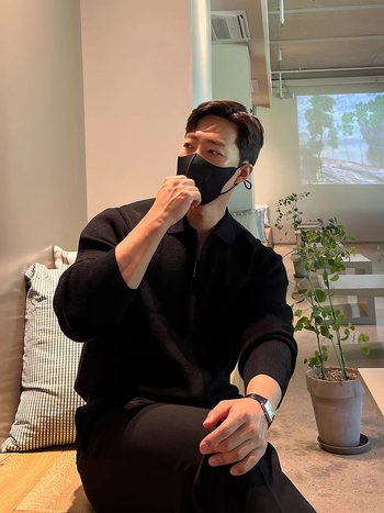 Мъжки пуловер с лацкан, дълъг ръкав, свободен силует, синтетична смес с еластан, машино пране