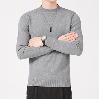 Мъжки плетен пуловер със стойка яка, Slim fit, дълги ръкави, с кадифена подплата, основна материя: вискоза 49,1%; полиестер 29,3%; найлон 21,6%