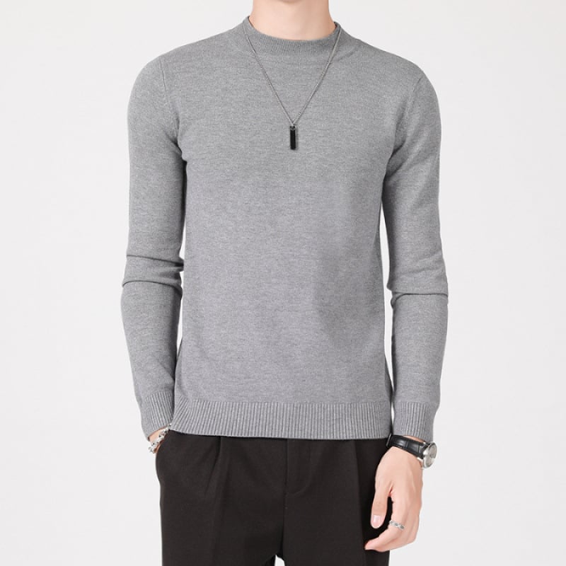 Мъжки плетен пуловер със стойка яка, Slim fit, дълги ръкави, с кадифена подплата, основна материя: вискоза 49,1%; полиестер 29,3%; найлон 21,6%