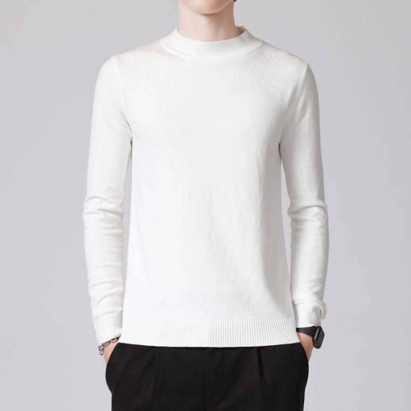 Мъжки плетен пуловер със стойка яка, Slim fit, дълги ръкави, с кадифена подплата, основна материя: вискоза 49,1%; полиестер 29,3%; найлон 21,6%