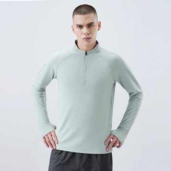 Vyriski puszip sportinis marškinėlis su ilgomis rankovėmis, greitai džiūstantis — 82% poliesteris + 18% elastanas, skirtas bėgimui ir dviračių sportui