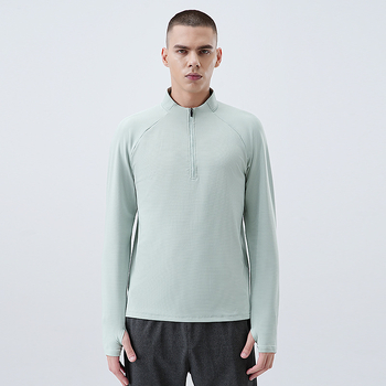 Vyriski puszip sportinis marškinėlis su ilgomis rankovėmis, greitai džiūstantis — 82% poliesteris + 18% elastanas, skirtas bėgimui ir dviračių sportui