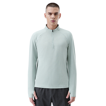 Vyriski puszip sportinis marškinėlis su ilgomis rankovėmis, greitai džiūstantis — 82% poliesteris + 18% elastanas, skirtas bėgimui ir dviračių sportui