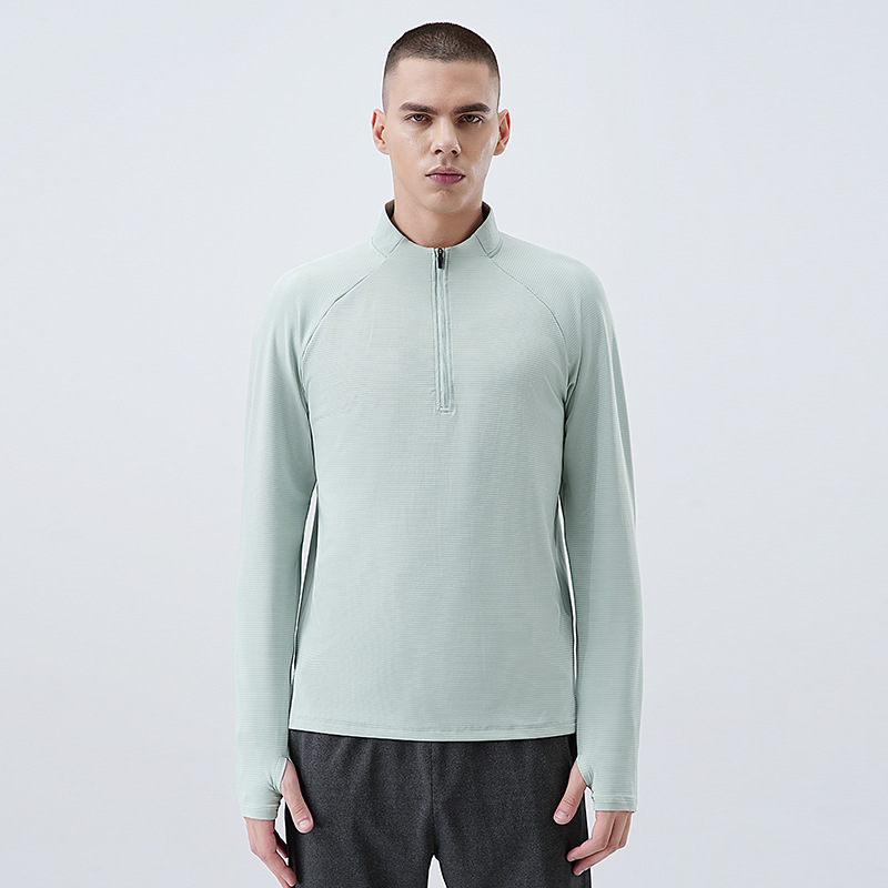 Vyriski puszip sportinis marškinėlis su ilgomis rankovėmis, greitai džiūstantis — 82% poliesteris + 18% elastanas, skirtas bėgimui ir dviračių sportui
