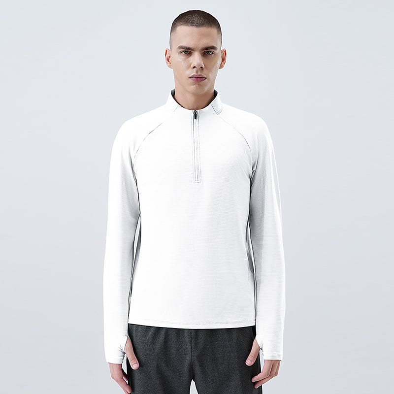 Vyriski puszip sportinis marškinėlis su ilgomis rankovėmis, greitai džiūstantis — 82% poliesteris + 18% elastanas, skirtas bėgimui ir dviračių sportui