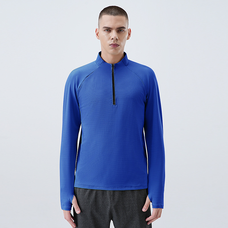 Vyriski puszip sportinis marškinėlis su ilgomis rankovėmis, greitai džiūstantis — 82% poliesteris + 18% elastanas, skirtas bėgimui ir dviračių sportui