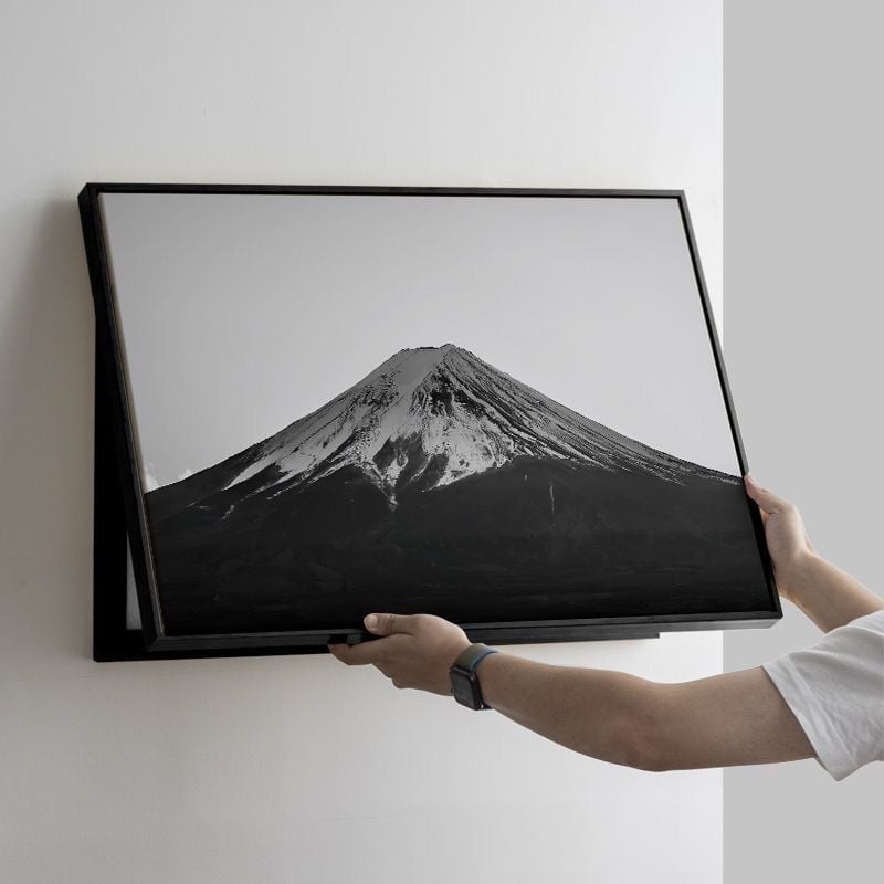 Mount Fuji peizažo dekoratyvinis paveikslas elektros skaitiklio dėžutei – horizontali, įrėmintas, šiuolaikinis minimalistinis stilius