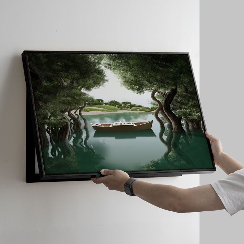 Mount Fuji peizažo dekoratyvinis paveikslas elektros skaitiklio dėžutei – horizontali, įrėmintas, šiuolaikinis minimalistinis stilius